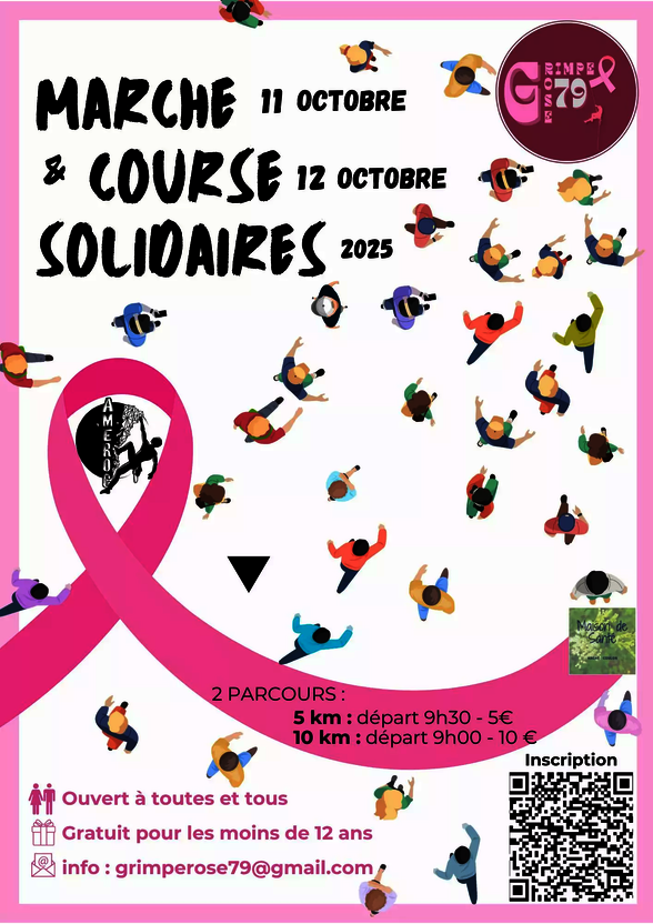 Affiche Grimpe Rose 79 : Marche & Course Solidaires Octobre Rose les 11 et 12 octobre 2025 - Agrandir l'image, fenêtre modale