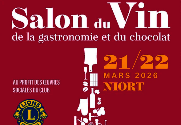 Affiche du salon : 21 et 22 mars 2026, Dôme de Noron – Parc des Expositions, 10h-19h, organisé par Lions International Val de Sèvre - Agrandir l'image, fenêtre modale