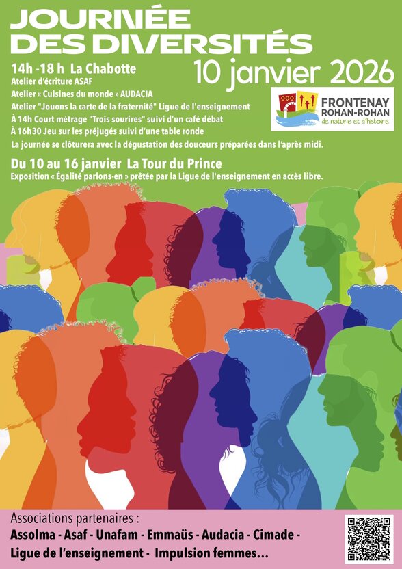 Affiche du 10 janvier 2026, programme d'animations et exposition « Égalité parlons-en » du 10 au 16 janvier à La Tour du Prince - Agrandir l'image, fenêtre modale