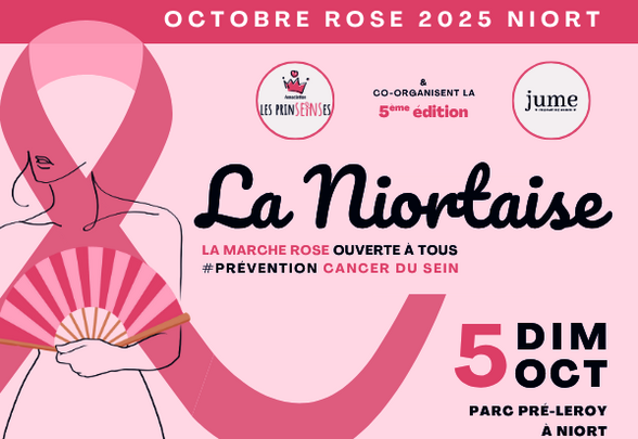 Octobre Rose 2025 Niort – 5e édition, dimanche 5 octobre, Parc Pré-Leroy – marche ouverte à tous, prévention cancer du sein - Agrandir l'image, fenêtre modale