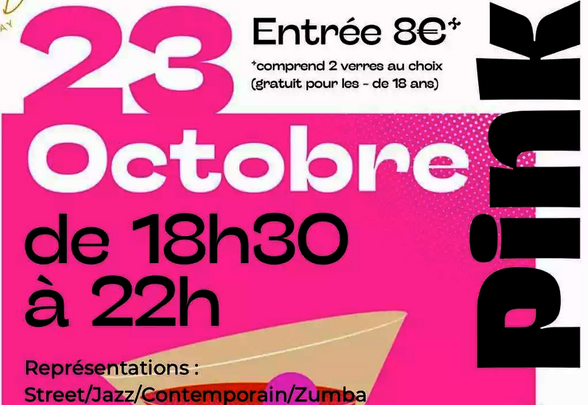 Affiche soirée After Pink le 23 octobre de 18h30 à 22h, danse et musique, au profit d'associations Octobre Rose - Agrandir l'image, fenêtre modale