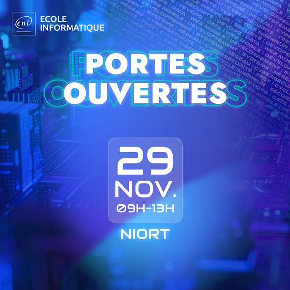 Affiche promotionnelle de l'ENI indiquant la date du 29 novembre de 09h à 13h à Niort - Agrandir l'image, fenêtre modale