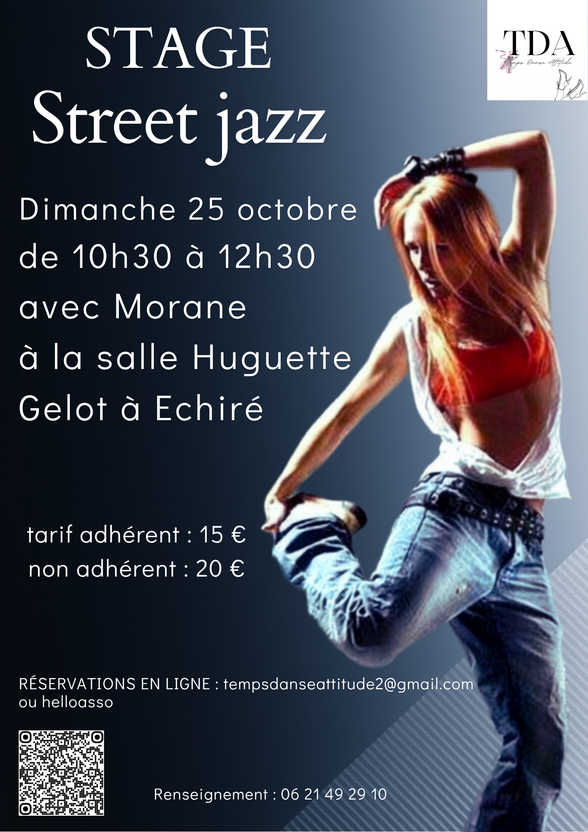 Affiche du stage de Street Jazz de l'association Temps Danse Attitude