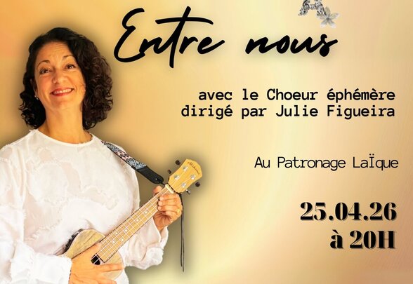 Affiche du concert : Nerika sourit, ukulélé en main, sur fond doré – production KZIC PROD - Agrandir l'image, fenêtre modale