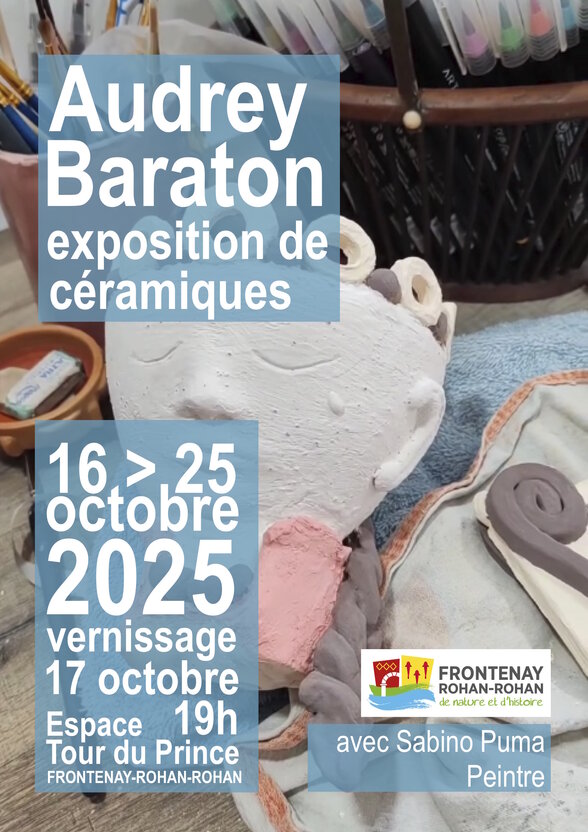 Affiche de l'exposition Audrey Baraton avec sculptures céramiques en cours de réalisation, du 16 au 25 octobre 2025 - Agrandir l'image, fenêtre modale