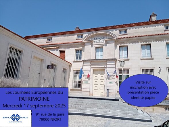 Façade de la succursale, 91 rue de la Gare à Niort – visite sur inscription avec présentation d'une pièce d'identité papier - Agrandir l'image, fenêtre modale