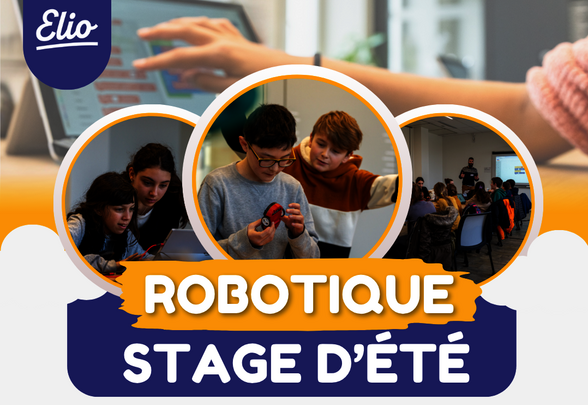 Affiche du stage d'été robotique Niort TECH : les 8 et 10 juillet, de 9h30 à 16h30, avec bouton d'inscription - Agrandir l'image, fenêtre modale