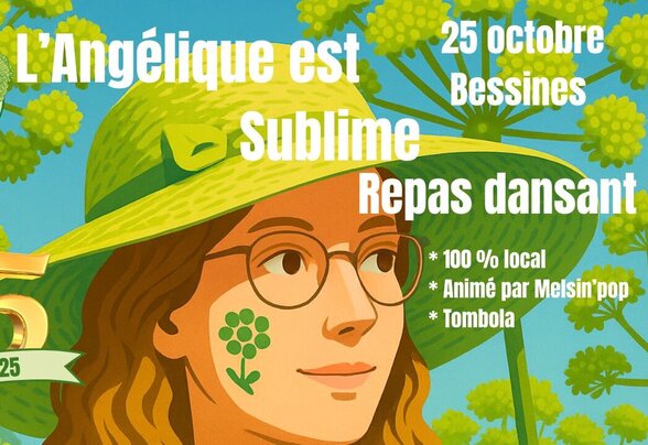 Affiche du repas dansant L'Angélique est Sublime le 25 octobre à Bessines, pour les 25 ans de l'association (2000-2025) - Agrandir l'image, fenêtre modale