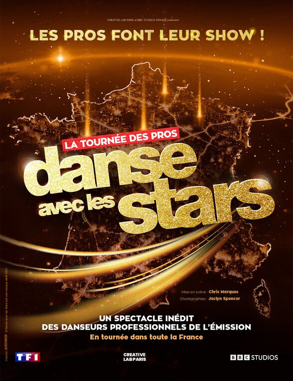 Affiche du spectacle avec le slogan « Les Pros font leur show ! » et les logos TF1, BBC Studios et Creative Lab Paris - Agrandir l'image, fenêtre modale