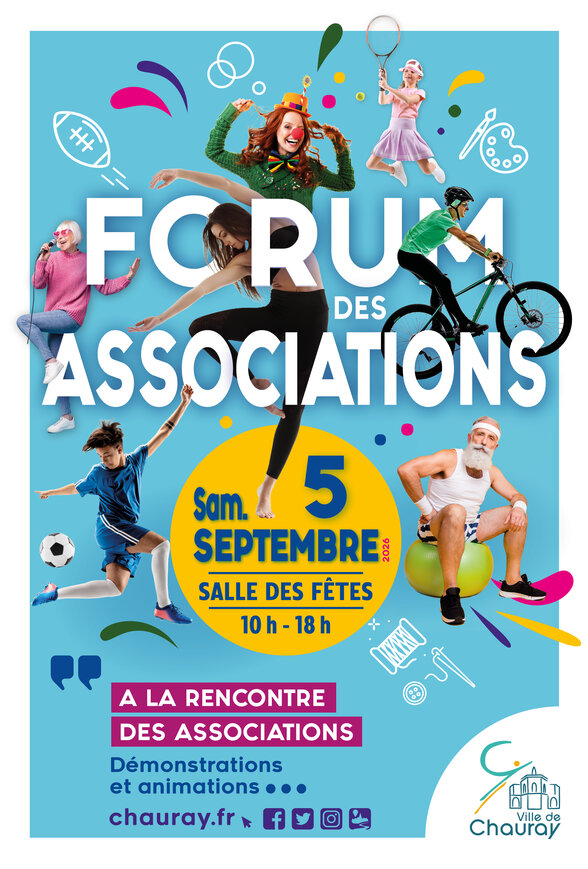 Affiche du Forum des Associations de Chauray, samedi 5 septembre, Salle des Fêtes, 10h-18h