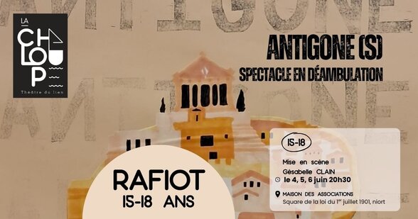 Affiche du spectacle en déambulation, les 4, 5 et 6 juin à 20h30, Maison des Associations, Niort — mise en scène Gésabelle Clain - Agrandir l'image, fenêtre modale
