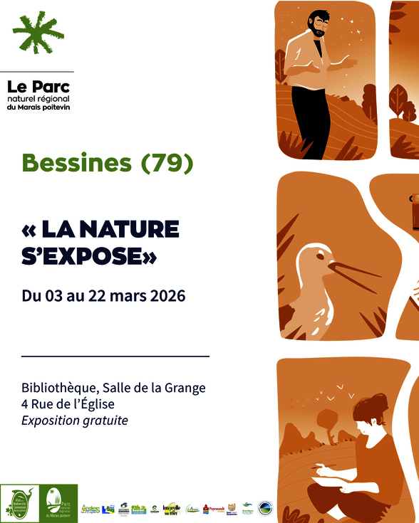 Affiche du Parc naturel régional du Marais poitevin pour l'exposition photographique du 3 au 22 mars 2026 à Bessines - Agrandir l'image, fenêtre modale