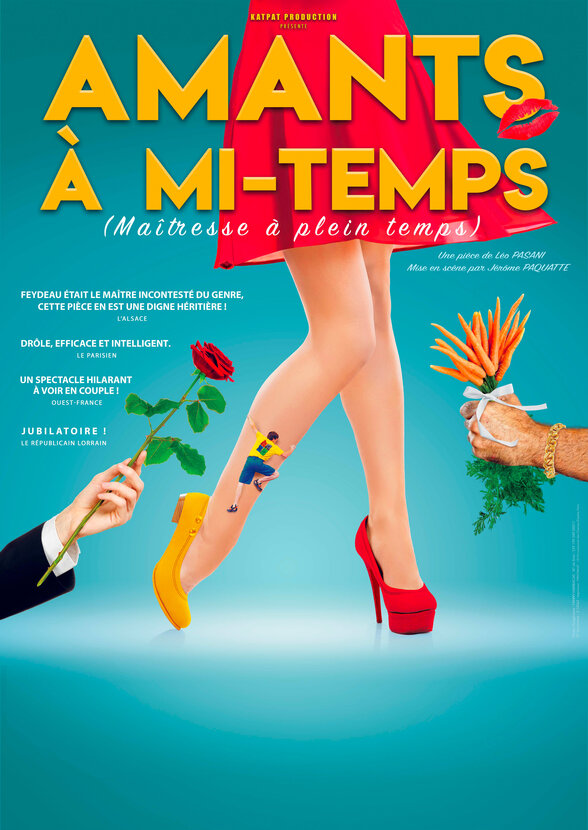Affiche du spectacle – pièce de Léo Pasani, mise en scène Jérôme Paquatte, comédie sur deux prétendants rivaux - Agrandir l'image, fenêtre modale