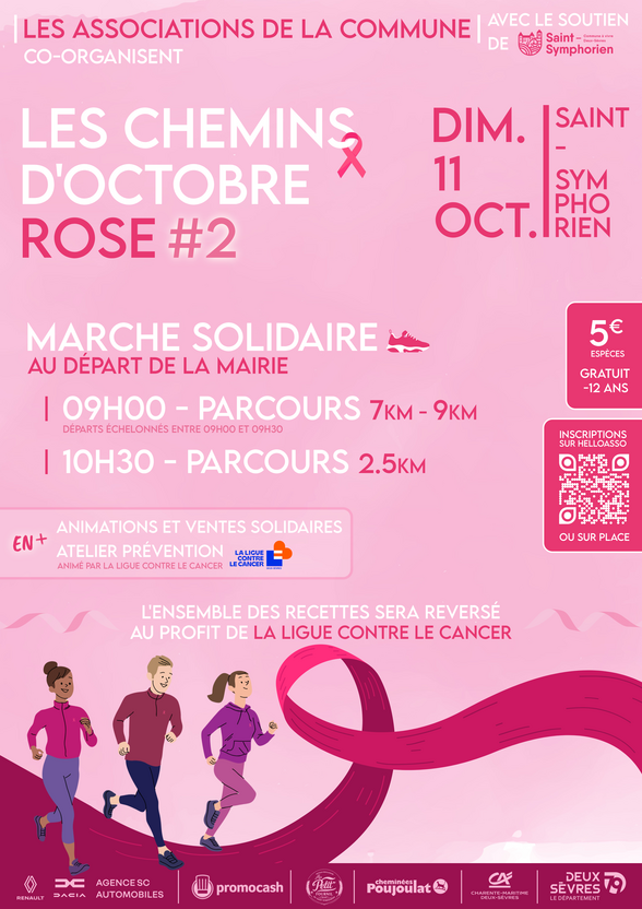 Affiche Les Chemins d'Octobre Rose #2 – Marche solidaire le dimanche 11 octobre à Saint-Symphorien