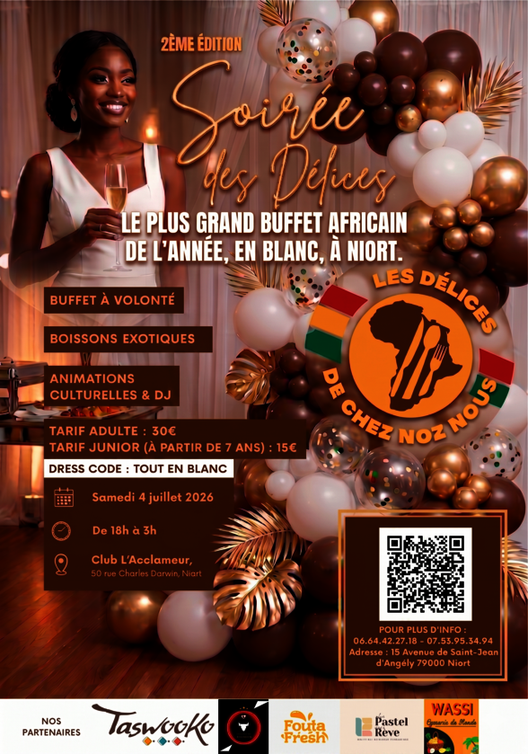 Le 4 juillet 2026, Club L'Acclameur à Niort, de 18h à 3h – dress code blanc – tarif junior dès 7 ans : 15 € - Agrandir l'image, fenêtre modale