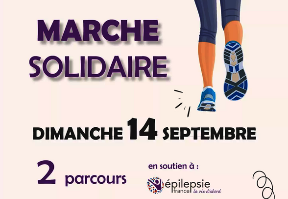Affiche : départ Place de la halle à 9h, 2 parcours au profit d'Épilepsie France - Agrandir l'image, fenêtre modale