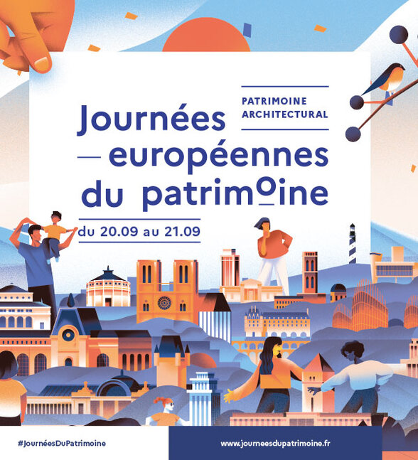 Affiche officielle des Journées européennes du patrimoine – thème Patrimoine architectural – du 20 au 21 septembre - Agrandir l'image, fenêtre modale