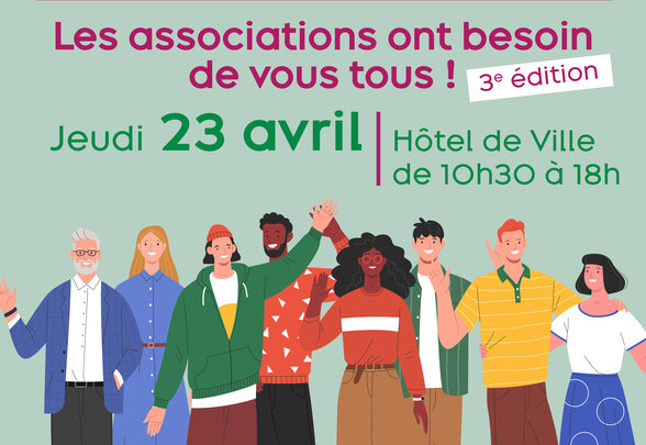 Affiche 3e édition du forum bénévolat, jeudi 23 avril à l'Hôtel de Ville de Niort, de 10h30 à 18h - Agrandir l'image, fenêtre modale