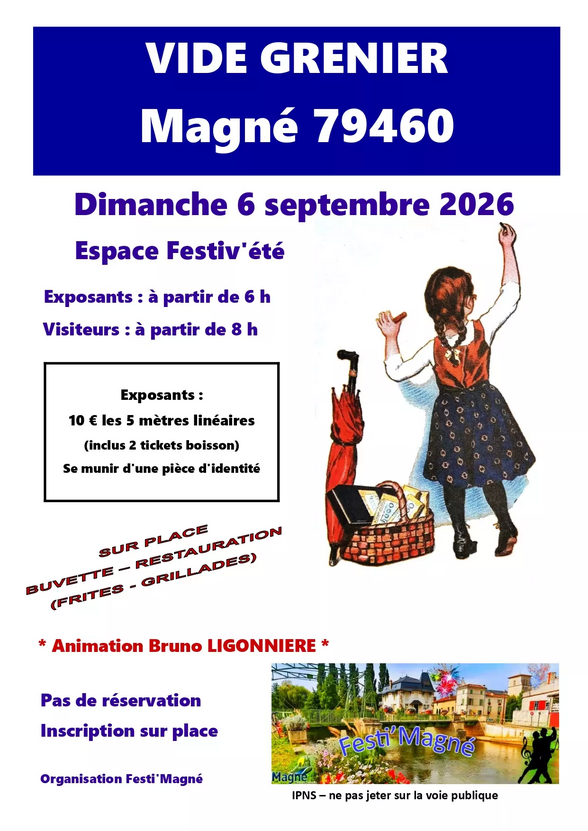 Affiche du Vide Grenier de Magné, dimanche 6 septembre 2026
