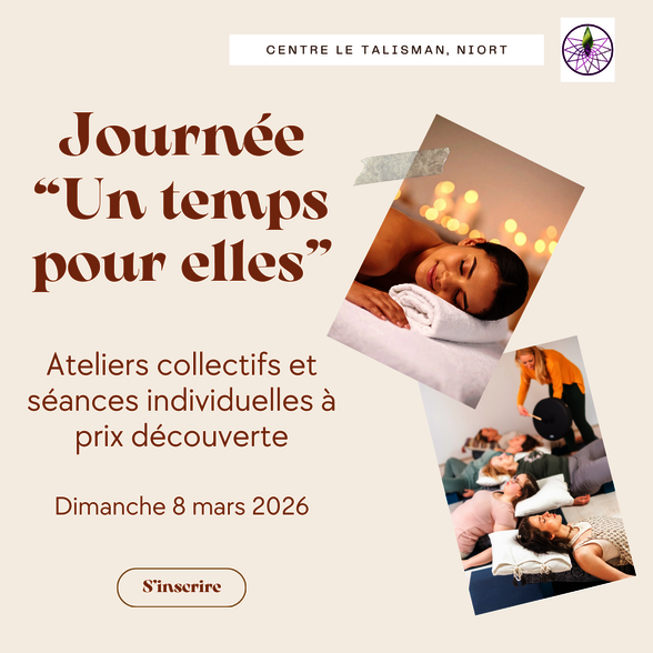 Affiche : Centre Le Talisman à Niort, dimanche 8 mars 2026 – massage et bain de sons collectif au programme - Agrandir l'image, fenêtre modale
