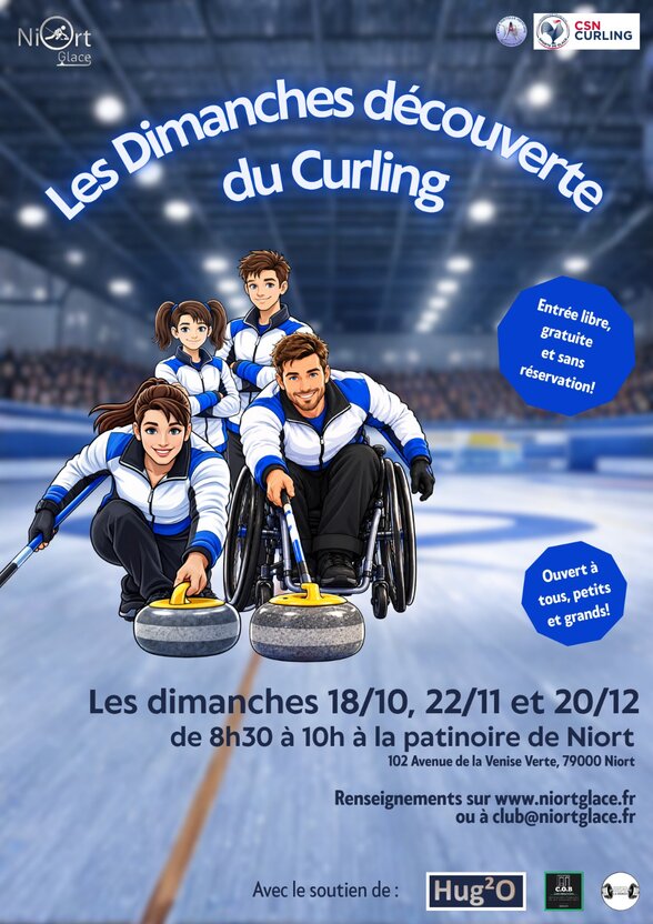 Affiche des Dimanches découverte du Curling organisés par Niort Glace et le CSN Curling