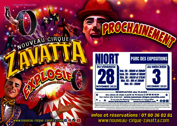 Affiche du spectacle Explosif indiquant les horaires des représentations par jour et le numéro de réservation 07 80 36 02 81 - Agrandir l'image, fenêtre modale