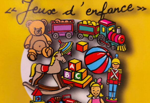 Affiche du concours thème « Jeux d'enfance », du 1 au 31 octobre 2025 – votez pour votre création préférée en boutique - Agrandir l'image, fenêtre modale