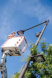 Intervention sur un lampadaire