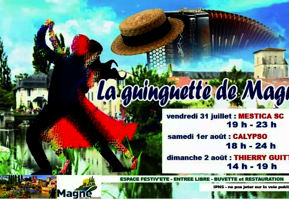 Affiche de La guinguette de Magné avec un danseur de tango et un accordéon - Agrandir l'image, fenêtre modale