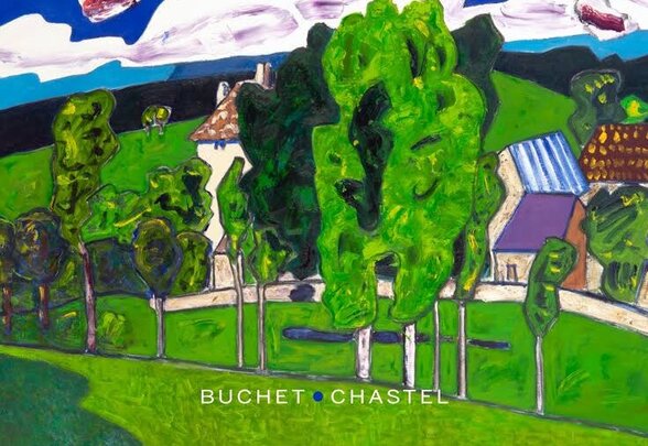 Couverture du roman Hors Champ, éditions Buchet Chastel, illustrée d'une peinture de fermes et de prairies verdoyantes - Agrandir l'image, fenêtre modale