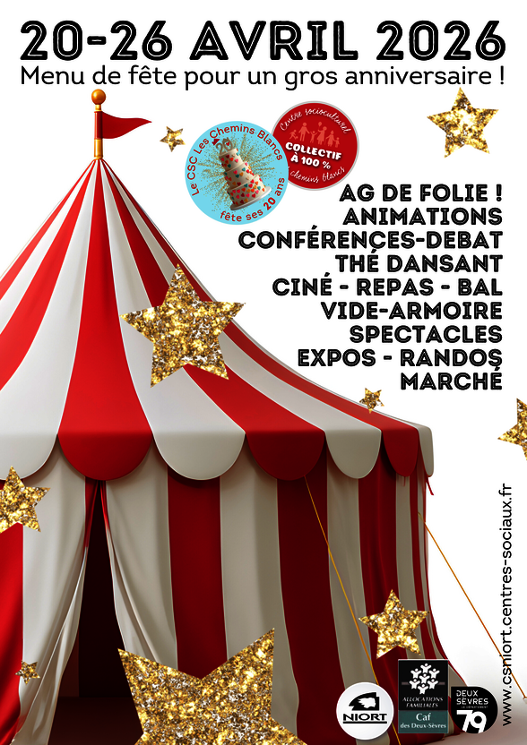 Affiche du programme : thé dansant, bal, ciné-repas, conférences-débat, spectacles, expos, randos et marché - Agrandir l'image, fenêtre modale