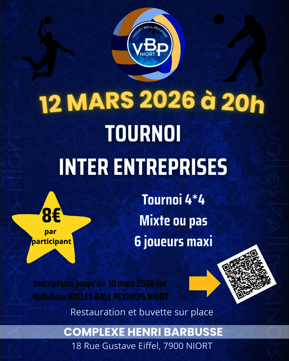 Affiche VBPN : 12 mars 2026 à 20h, Complexe Henri Barbusse Niort, 8 € par participant, inscriptions jusqu'au 10 mars 2026 - Agrandir l'image, fenêtre modale