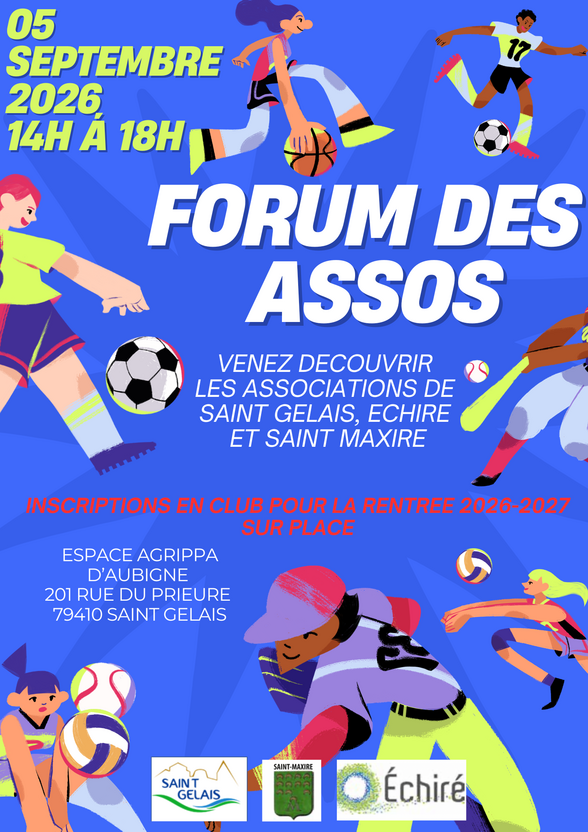 Affiche du Forum des Assos – Saint-Gelais, Échiré et Saint-Maxire – 5 septembre 2026, 14h-18h