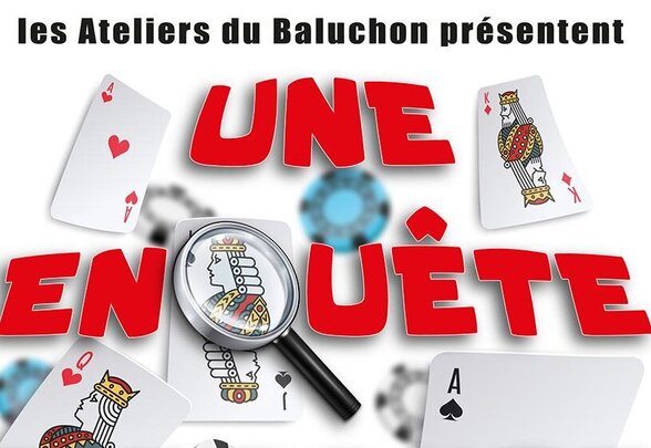 Affiche du spectacle : cartes à jouer et loupe, représentations 26 juin à 20h30 et 29 juin à 15h, théâtre Jean-Richard - Agrandir l'image, fenêtre modale