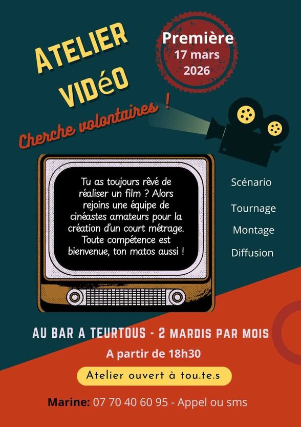Affiche : première séance le 17 mars 2026, 2 mardis par mois à 18h30, ouvert à tou.te.s, contact Marine - Agrandir l'image, fenêtre modale