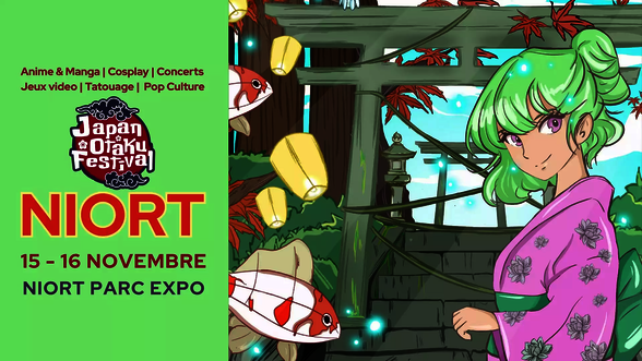Affiche du festival : 15-16 novembre au Niort Parc Expo – Anime, Manga, Cosplay, Concerts, Jeux vidéo - Agrandir l'image, fenêtre modale