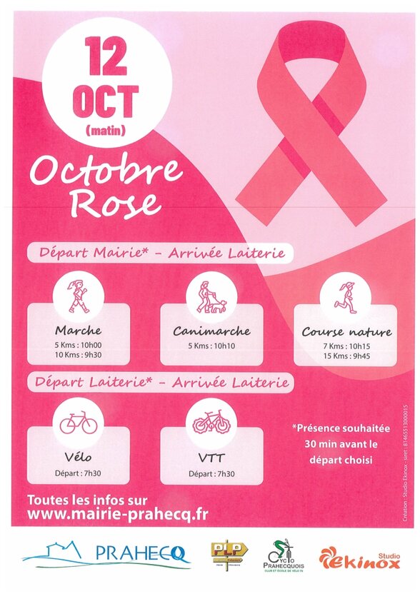 Programme du 12 octobre matin : horaires et distances pour marche, canimarche, course nature, vélo et VTT à Prahecq - Agrandir l'image, fenêtre modale