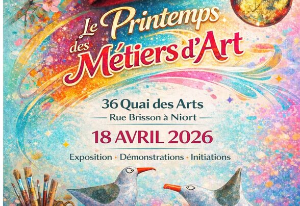 Affiche : 18 avril 2026, 36 Quai des Arts à Niort — expositions, démonstrations, initiations, de 10h à 18h, entrée libre. - Agrandir l'image, fenêtre modale