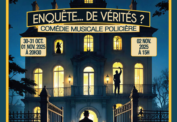 Affiche Chante Pezenne – Ensemble vocal et instrumental, Salle des fêtes de Villiers en Plaine, manoir nocturne illustré - Agrandir l'image, fenêtre modale