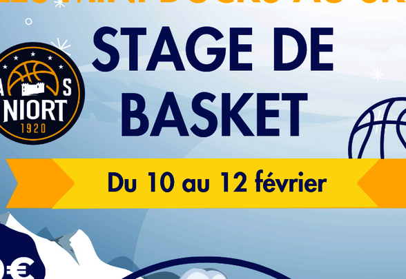 Affiche AS Niort Basket – École de Basket, stage du 10 au 12 février au Gymnase de la Venise Verte - Agrandir l'image, fenêtre modale