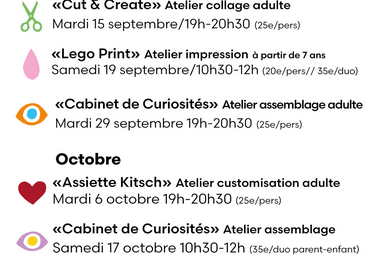 Ateliers Art Corner Septembre/Octobre