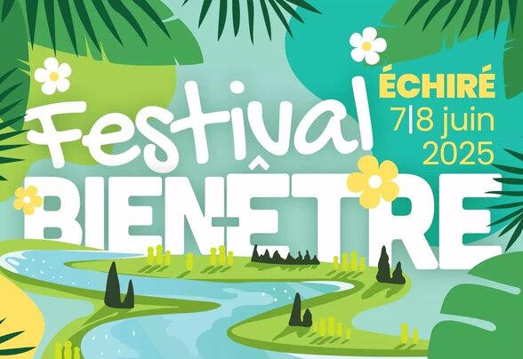 Affiche du Festival Bien-Être à Échiré, entrée gratuite, concert de 5 Finger Rock samedi à 20h, organisé par SANTalliées - Agrandir l'image, fenêtre modale