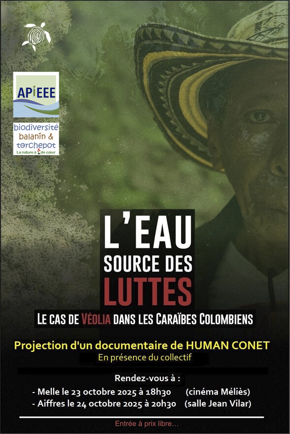 Affiche : projection organisée par APIEEE à Melle (23 oct.) et Aiffres (24 oct. 2025), en présence du collectif Human Conet - Agrandir l'image, fenêtre modale