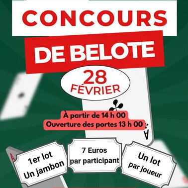 Affiche du concours de belote le 28 février, Salle Agrippa d'Aubigné, 79410 Saint-Gelais - Agrandir l'image, fenêtre modale
