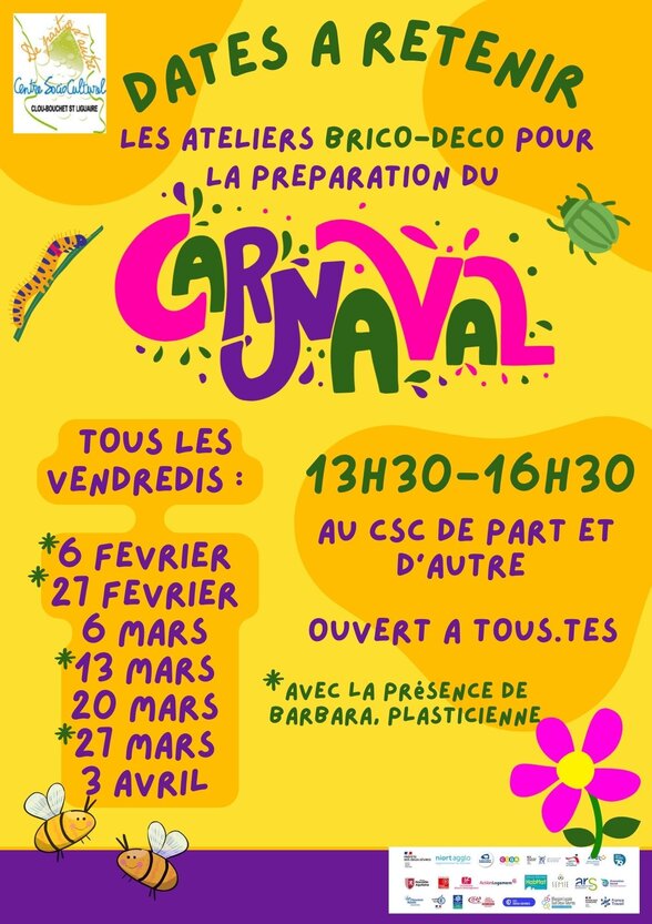 Affiche des ateliers au CSC de Part et d'Autre, ouvert à tous, avec Barbara plasticienne certaines dates - Agrandir l'image, fenêtre modale