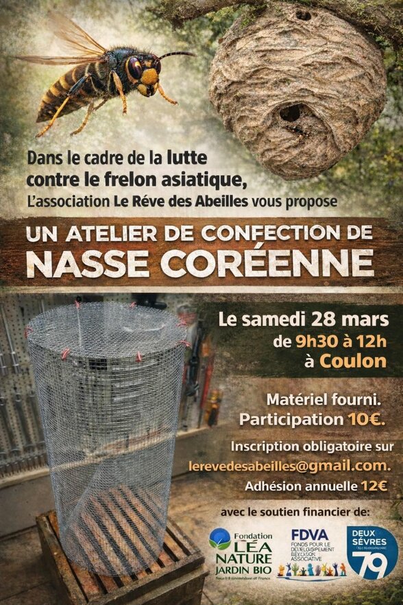 Affiche de l'atelier : 28 mars de 9h30 à 12h à Coulon, participation 10 €, inscription obligatoire. - Agrandir l'image, fenêtre modale