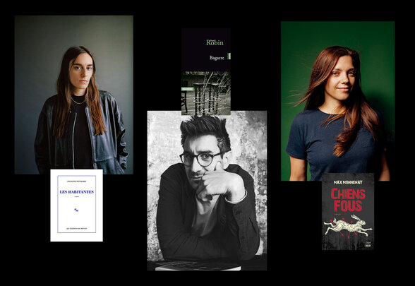 Portraits de Pauline Peyrade, Yvan Robin et Max Monnehay accompagnés des couvertures de leurs livres respectifs - Agrandir l'image, fenêtre modale