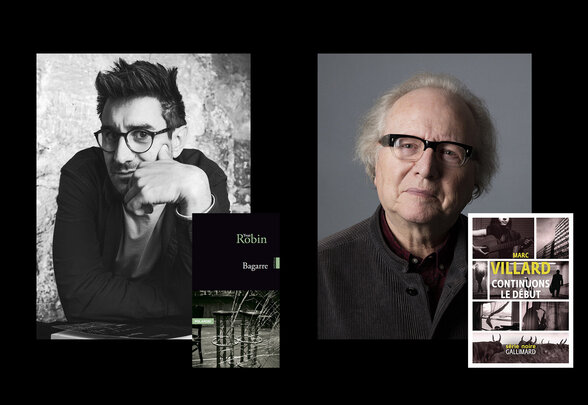 Portraits de Marc Villard et Yvan Robin, auteurs, chacun accompagné de la couverture de son ouvrage - Agrandir l'image, fenêtre modale