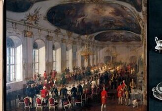 Affiche : Visite libre samedi 26 juillet 14h-18h – livre de menus royaux, peinture de banquet de cour, vaisselle d'argent - Agrandir l'image, fenêtre modale